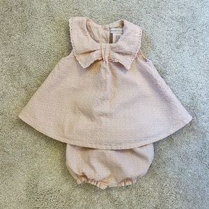 Baby Pink Bow Dress & Bloomer Set, 3-6mo
